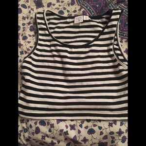 Black and white striped crop top